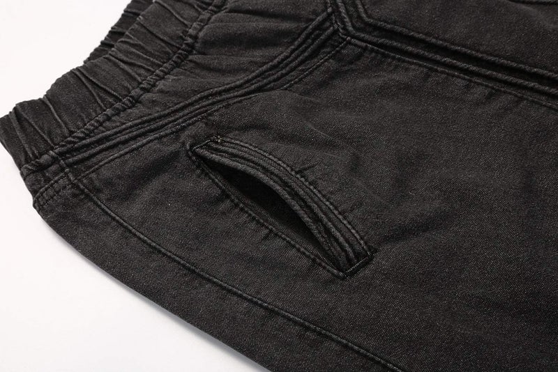 ebossy Women's Casual Elastic Waist Frayed Hem A-Line Distressed Hippie Long Maxi Denim Skirt (Small, Dark Grey) - Image 2